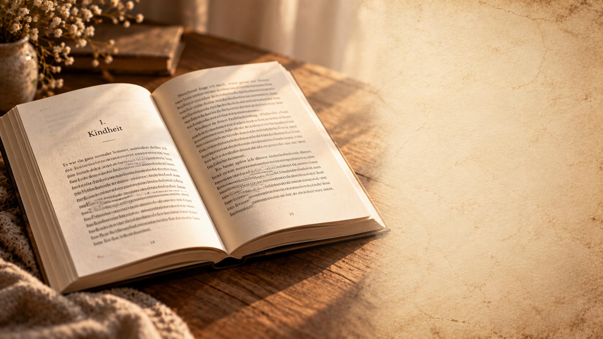 Aufgeschlagenes Buch als Symbol für die Leseprobe